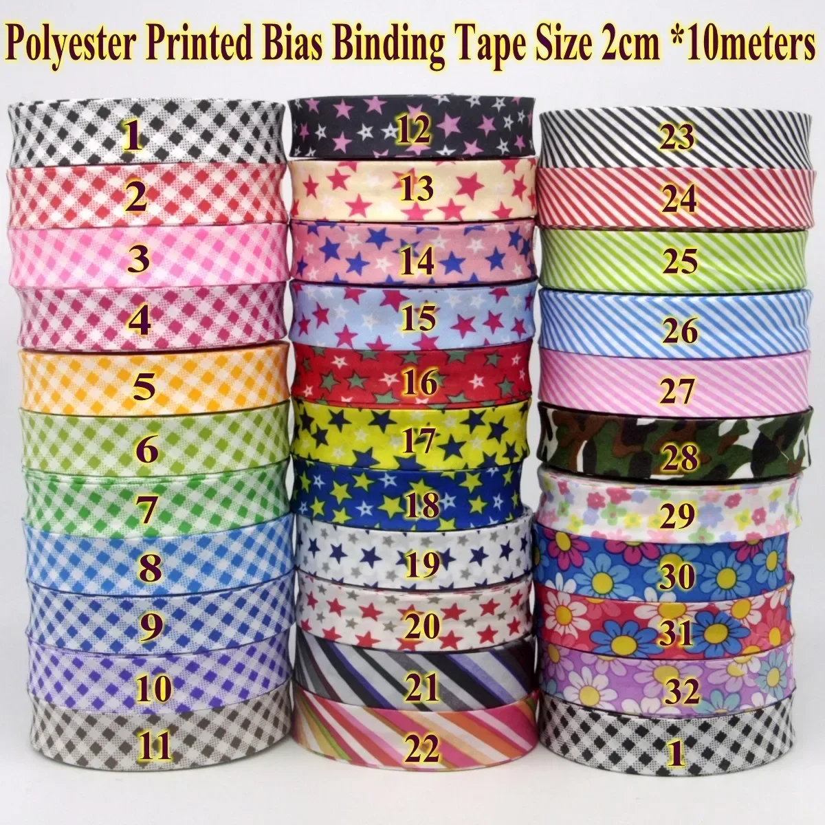 Binding Tape Bias - Полиэфирная лента в клетку со звездами